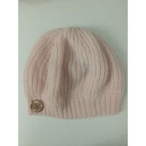 Juicy Couture women's knitted beanie featuring a ribbed texture in pastel‎ pink,